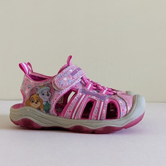 Nickelodeon Paw Patrol Sandals Sz 6 Pink Sparkly Light Up Soles Skye Everest - Picture 1 of 9